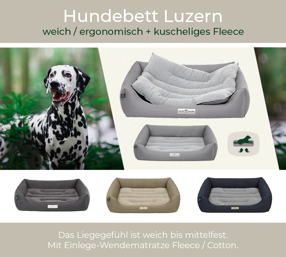 Ergonomisches Hundebett Luzern von HOUND & NATURE – weiches Liegegefühl, Wendematratze Fleece/Cotton, waschbar bis 90 °C